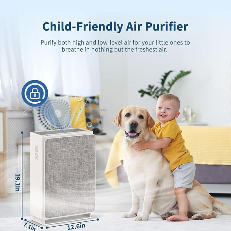 Invenitiah VEWIOR Air Purifiers For Home Large Room Up To 2160 Sq Ft H14 HEPA Air Purifier Filter Fast Purification 5 Stage Filtration Auto Mode 4 Speeds Timer Air Cleaner For Pet Dander